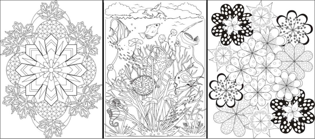 Spiral Bound Eclectic Coloring Book for Everyone, Adults and Kids